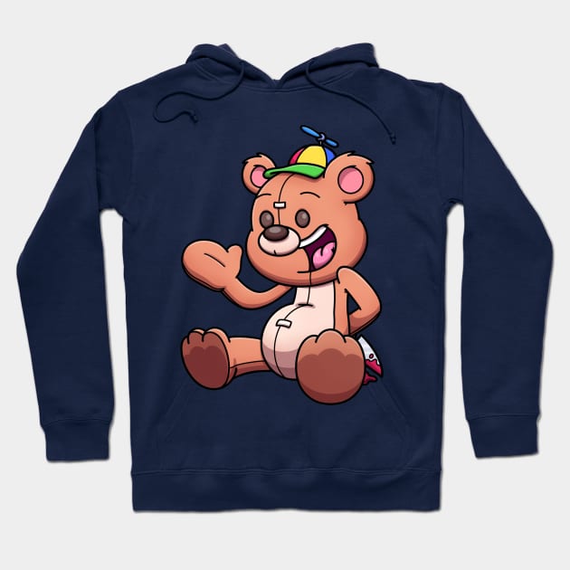 Creepy Teddy Bear Wearing Propeller Hat Hoodie by TheMaskedTooner